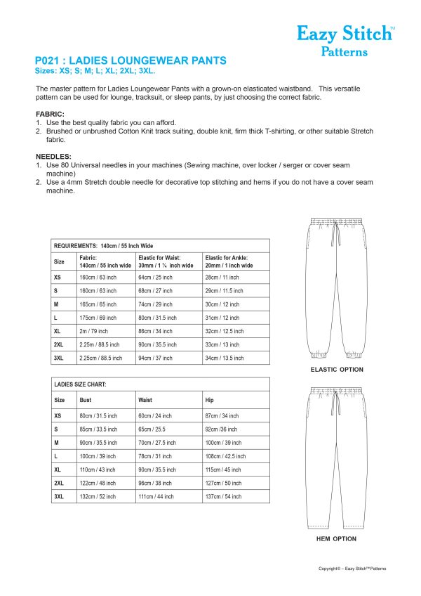 P021-PDF ~ LADIES LOUNGEWEAR PANTS - Image 2