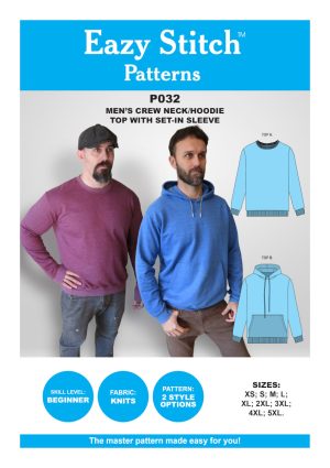 P032-PDF ~ MEN’S CREW NECK/HOODIE TOP WITH SET-IN SLEEVE