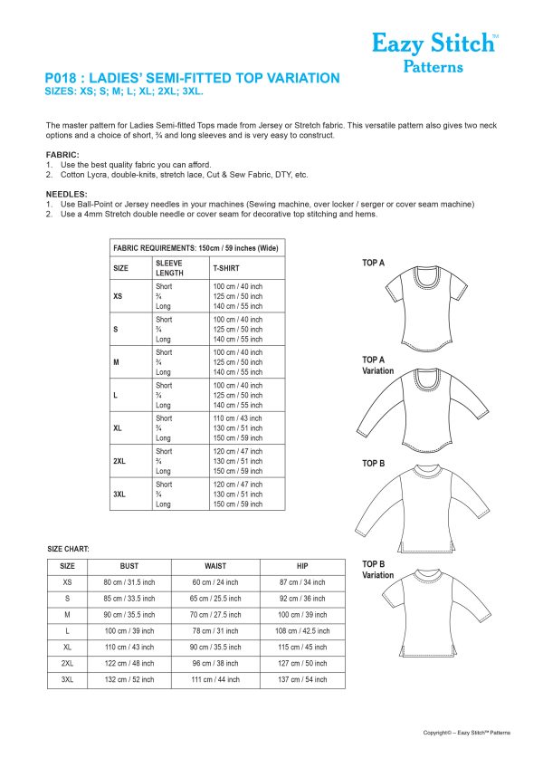 P018-PDF ~ LADIES’ SEMI-FITTED TOP VARIATION - Image 2