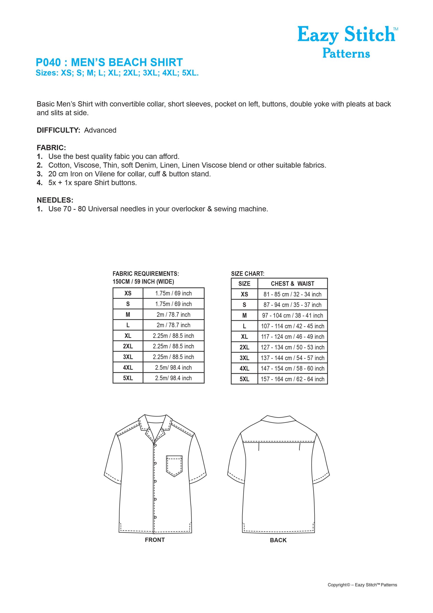 P040-PDF ~ MEN’S BEACH SHIRT - Image 2
